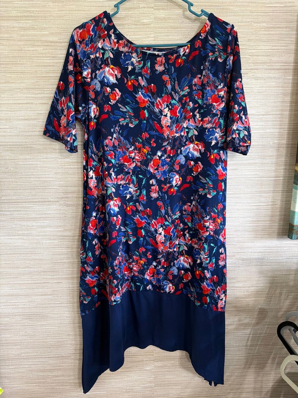 Cuddl Duds Flexwear short-sleeve lounge dress asymmetric hem PM